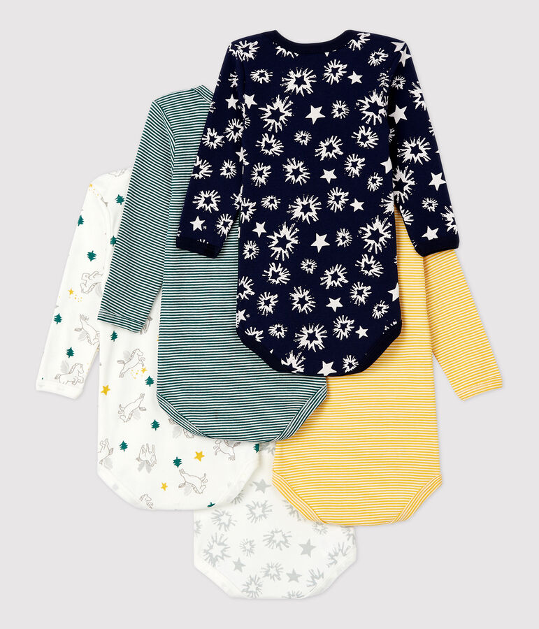 Confezione da 5 body a maniche lunghe a stelle beb&egrave; in cotone multicolore