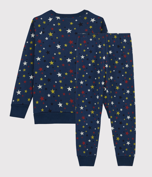 Pigiama bambino con motivo stelle in molleton blu/multicolore