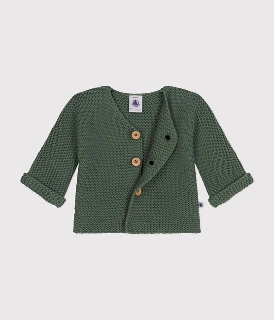 Cardigan in tricot a punto legaccio per bebè verde CROCO