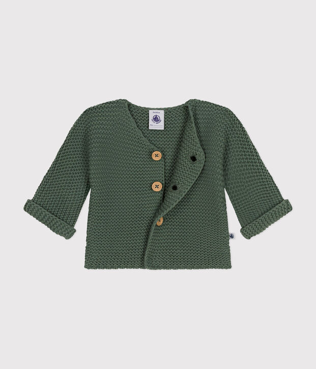 Cardigan in tricot a punto legaccio per beb&egrave; verde