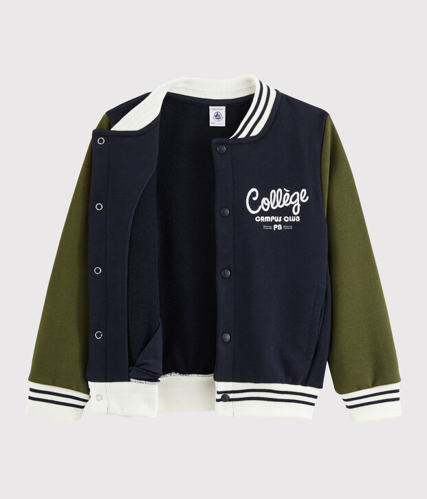 Giubbotto stile college bambino blu/verde