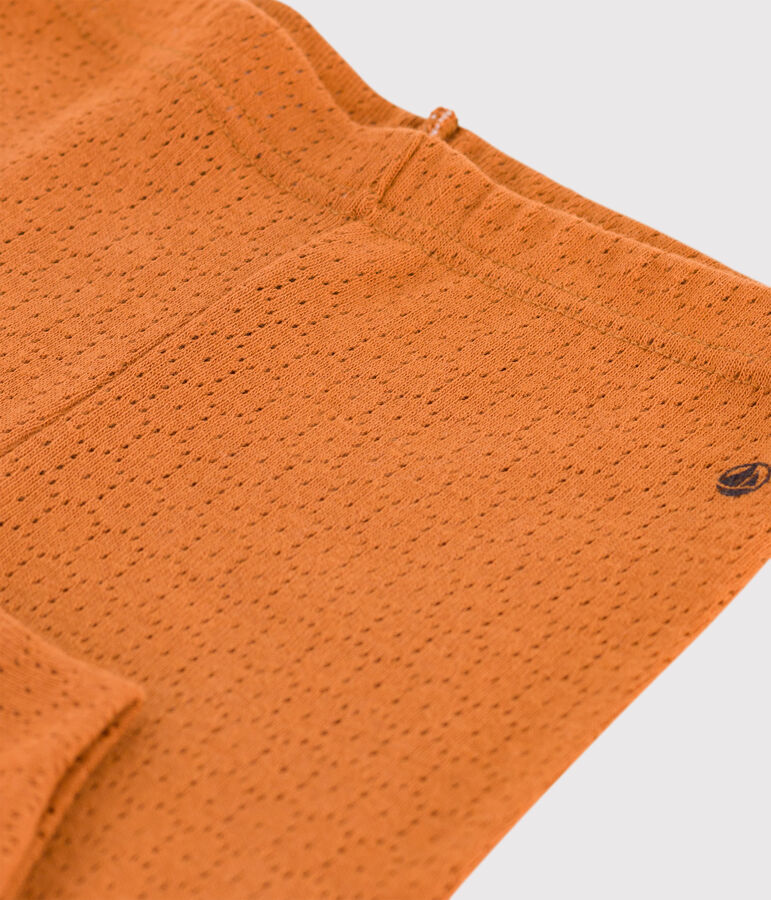 Leggins per beb&egrave; in cotone traforato marrone