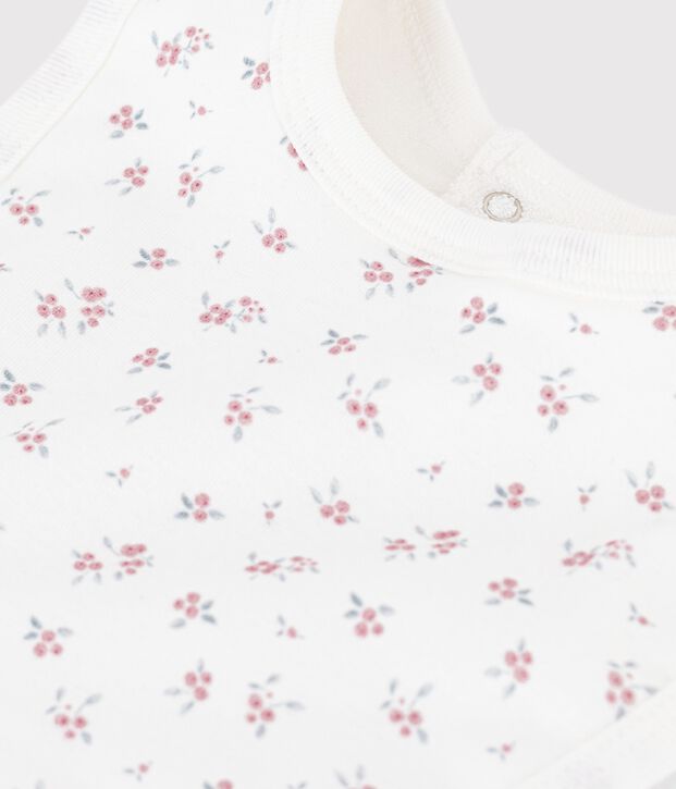 Bavaglino in cotone con stampa neonato bianco/rosa