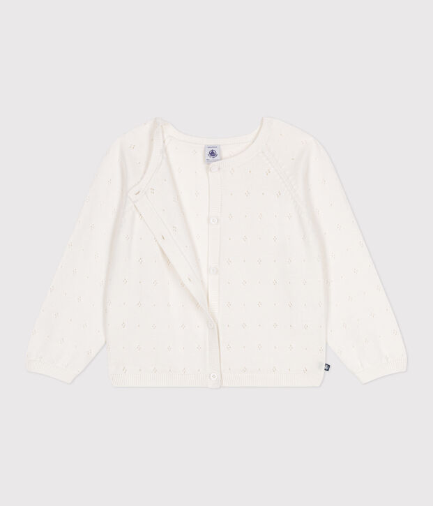 Cardigan in cotone a punto fantasia bambina bianco