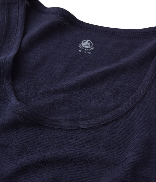 Canotta donna in lino blu