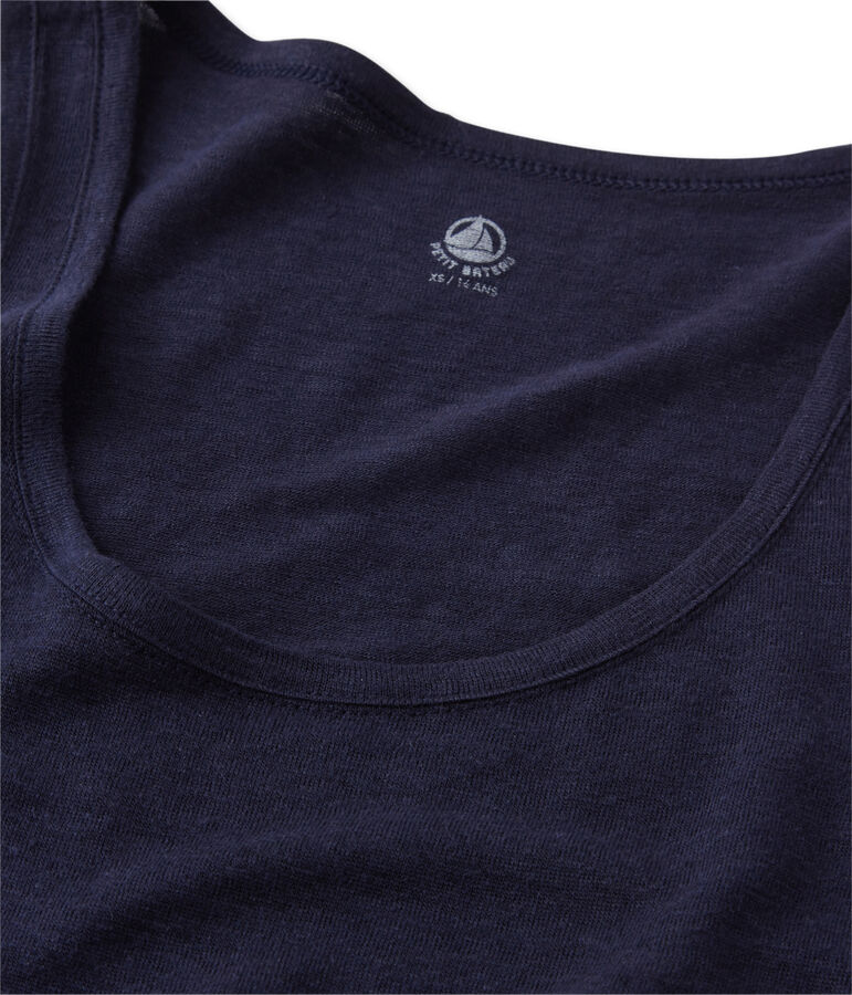 Canotta donna in lino blu SMOKING