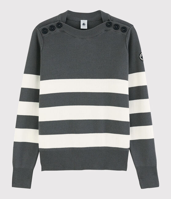 Pull marinaro in cotone Donna grigio ORAGE/bianco MARSHMALLOW