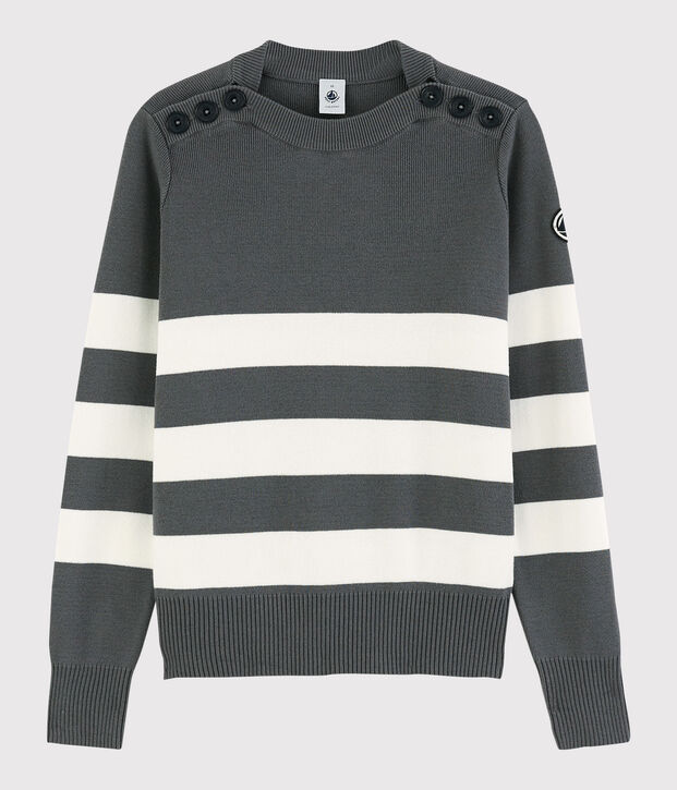 Pull marinaro in cotone Donna grigio/bianco