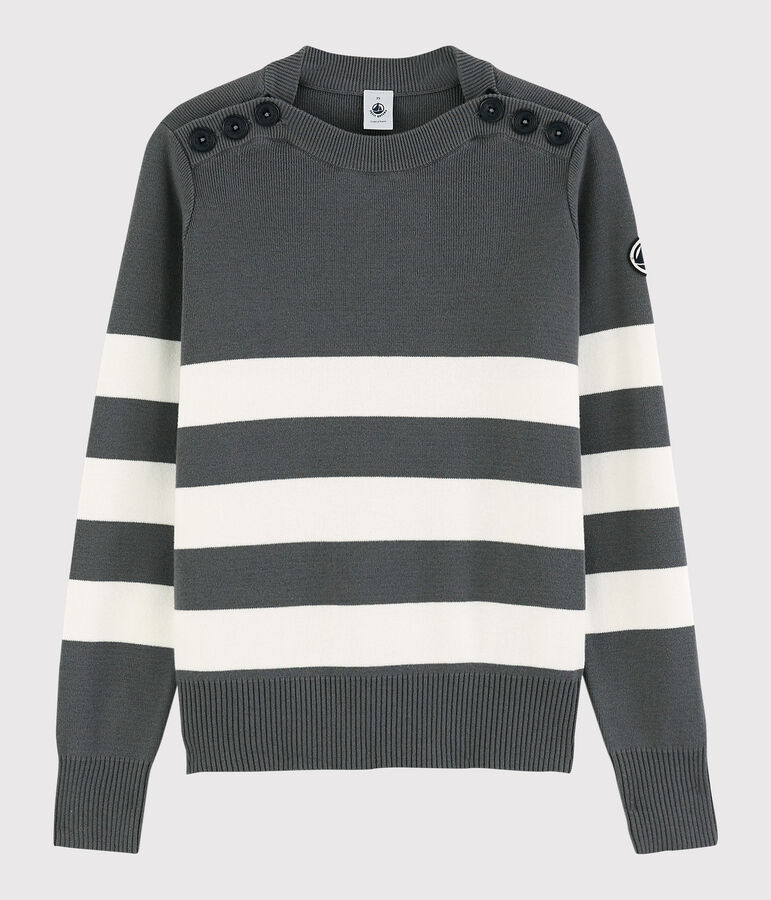 Pull marinaro in cotone Donna grigio/bianco