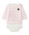 Body marinière per bebè a maniche lunghe bianco MARSHMALLOW/rosa BABYLONE