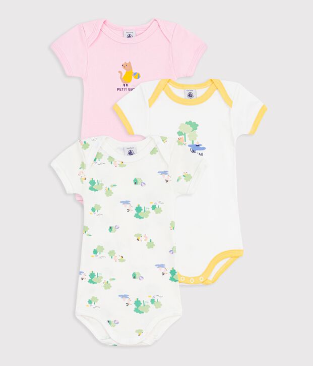Lot de 3 bodies manches courtes en coton multicolore