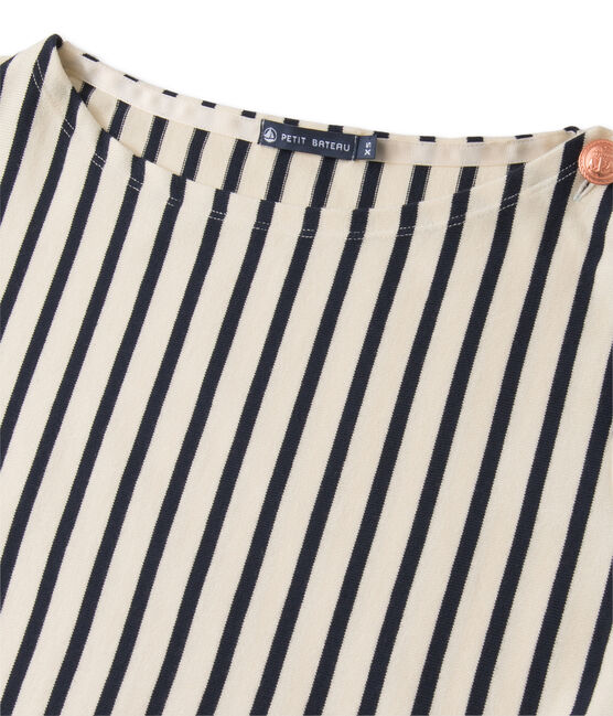 Abito donna trompe l'œil beige COQUILLE/blu SMOKING