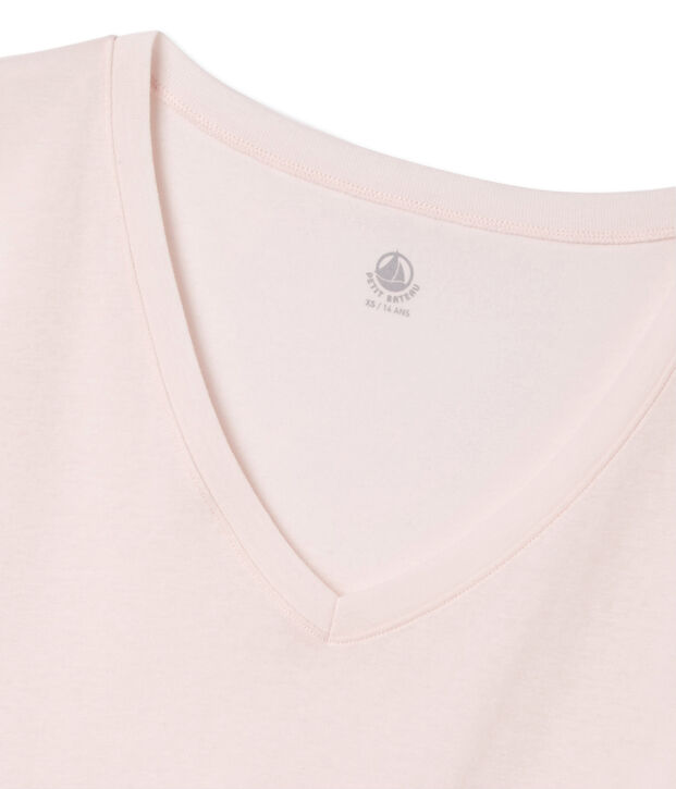 T-shirt a maniche corte con scollo a v donna rosa