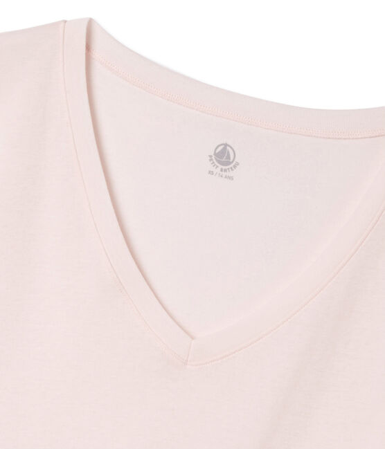 T-shirt a maniche corte con scollo a v donna rosa FLEUR
