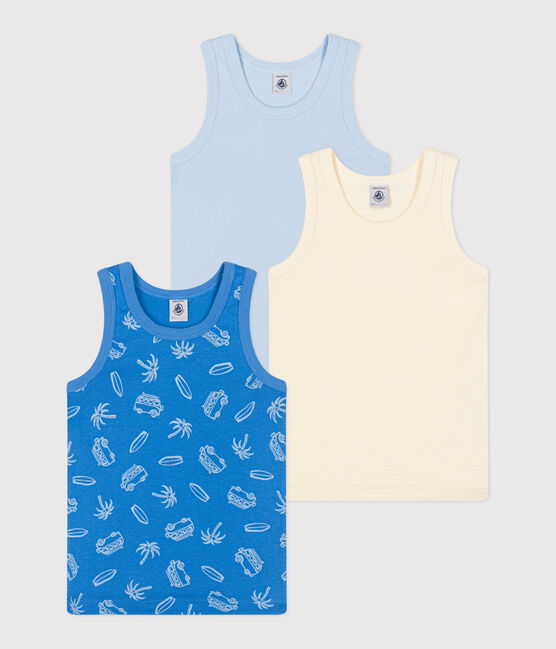 Set da 3 canotte in cotone con furgoni stampati bambino variante 1