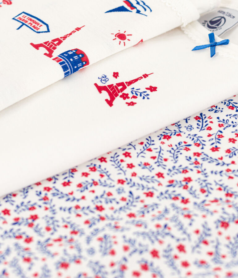 Confezione da 3 canottiere con spalline bambina in cotone motivo Parigi multicolore