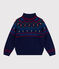 Pullover a collo alto in misto lana e cotone fantasia bambino blu SOIR/ MULTICO