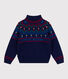 Pullover a collo alto in misto lana e cotone fantasia bambino