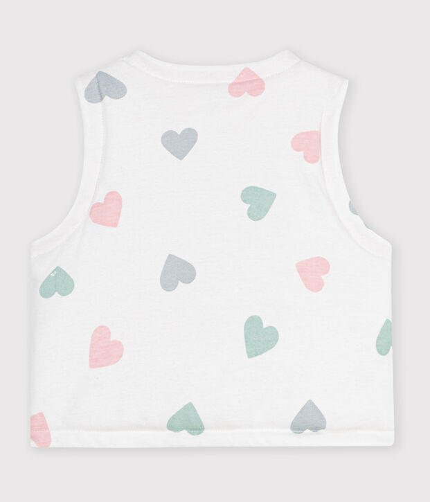 Cardigan senza maniche double face in cotone con stampa neonata bianco/multicolore