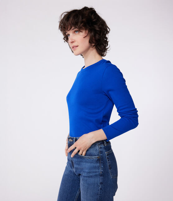 T-shirt L'Iconique in cotone tinta unita donna blu SURF