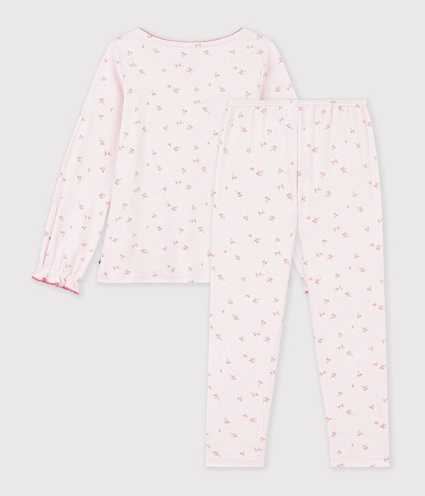 Pigiama arricciato in cotone a fiori bambina rosa/multicolore