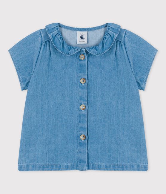 Blusa bebè in denim leggero biologico blu DENIM CLAIR