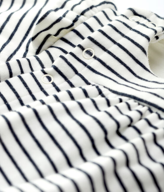Abito a righe bebè femmina in cotone biologico bianco MARSHMALLOW/blu SMOKING