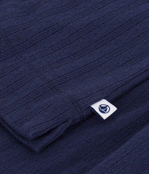 Pigiama a maniche corte in cotone traforato donna blu