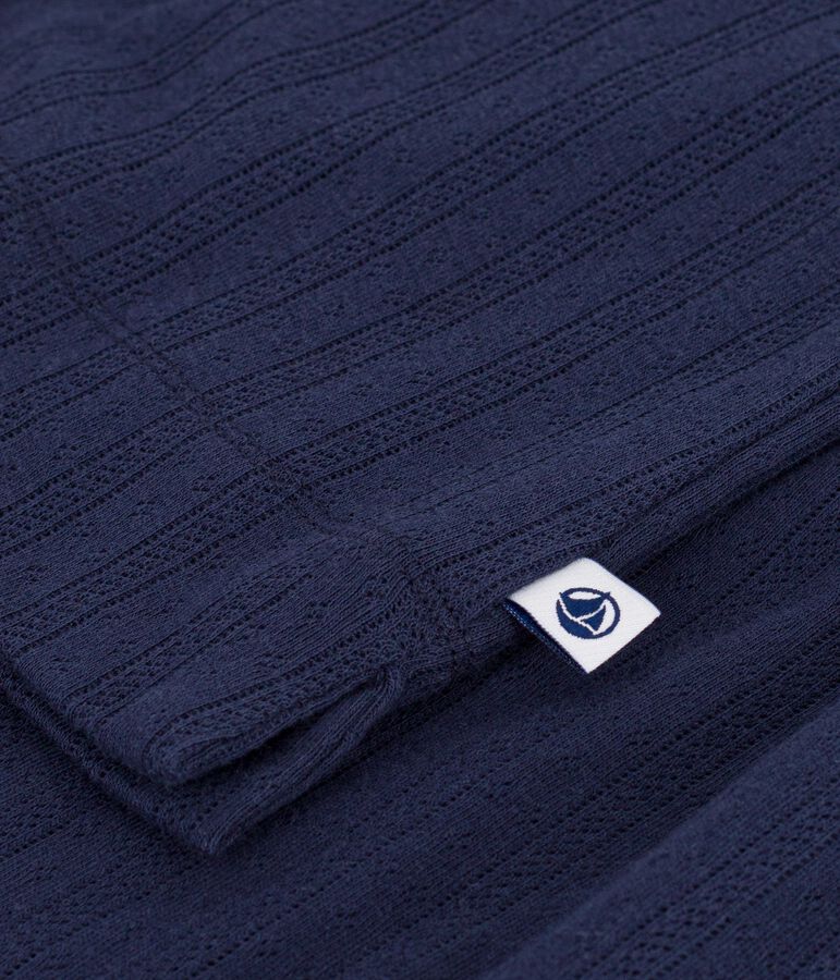 Pigiama a maniche corte in cotone traforato donna blu