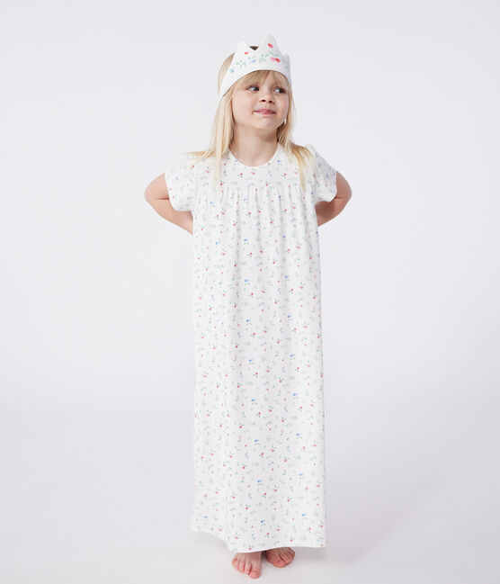 Camicia da notte travestimento con diadema bambina in cotone bianco MARSHMALLOW/bianco MULTICO
