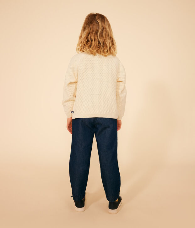 Cardigan in cotone bambina ecru