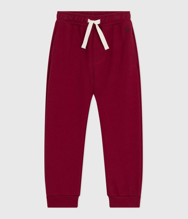 Joggers in cotone tinta unita bambina rosso