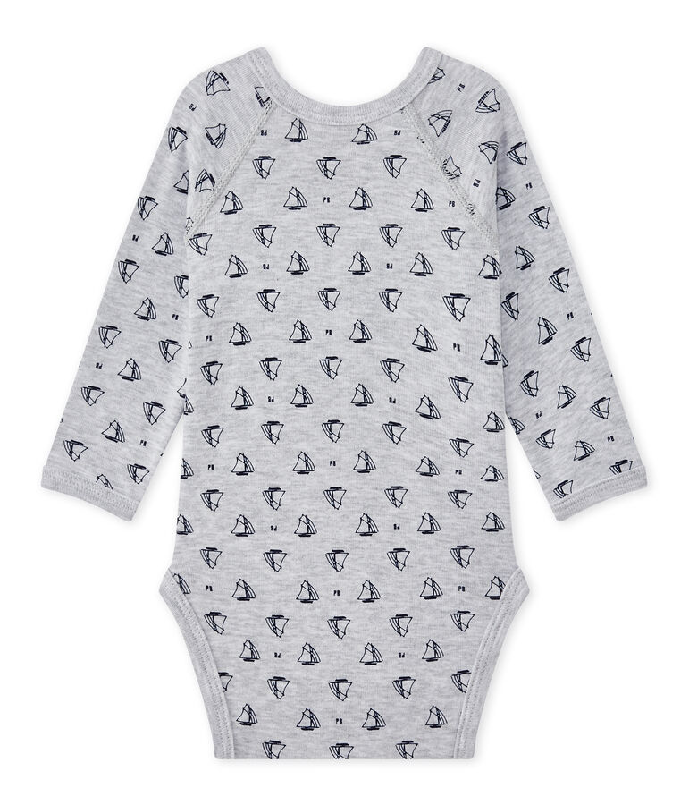 Body nascita per beb&eacute; maschio a maniche lunghe stampato grigio/blu