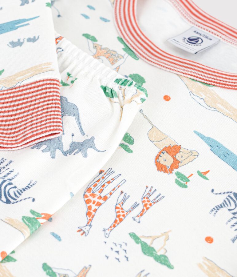 Pigiama in cotone fantasia con stampa savana bambino bianco/multicolore
