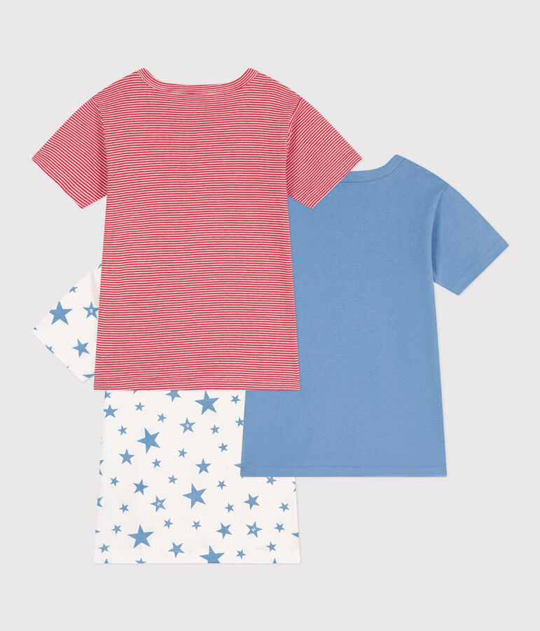 Set da 3 T-shirt bambino a maniche corte in cotone con stampa a stelle variante 1