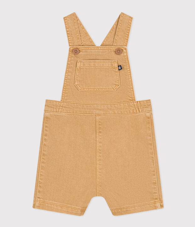 Salopette corta in denim colorato per beb&egrave; beige