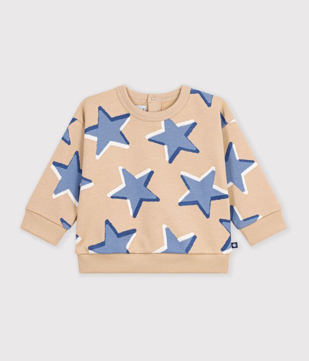 Felpa in cotone con stampa a cuori neonato beige/multicolore