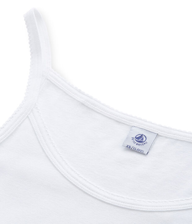 Chemise &agrave; bretelles femme coton/laine/soie bianco Lait