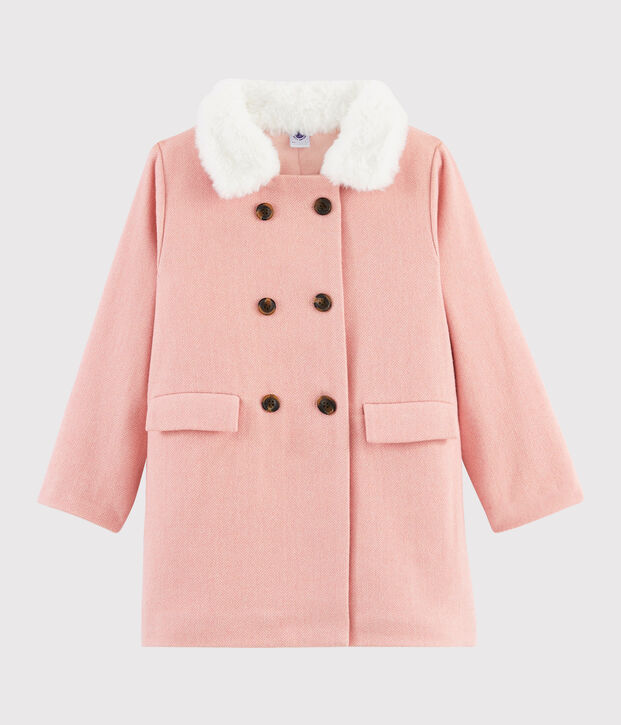 Cappotto in drap di lana ragazza rosa