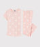 Pigiama rosa cuore bambina in cotone biologico rosa MINOIS/bianco ECUME