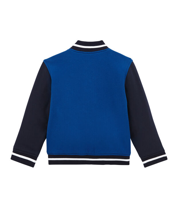 Blouson teddy per bambino in molleton rivestito blu/blu