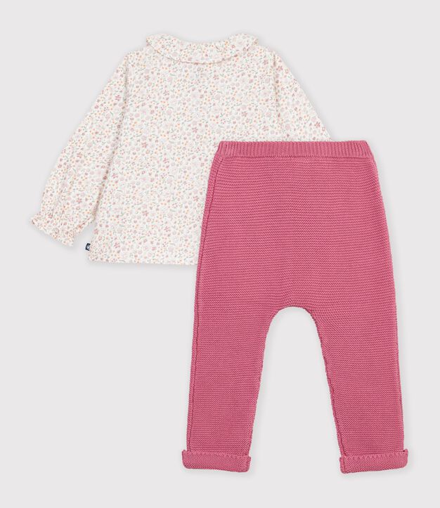 Set in cotone con stampa a fiori neonata multicolore