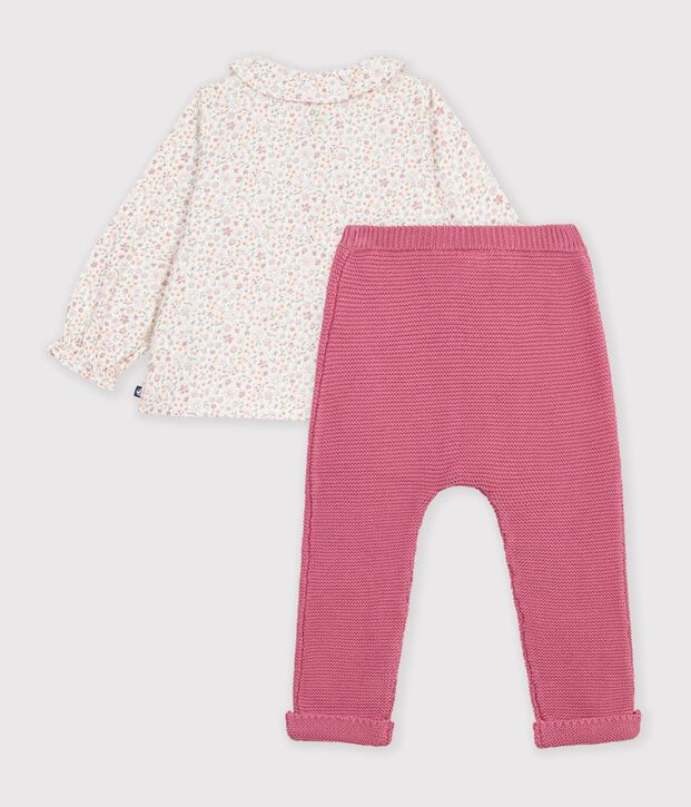 Set in cotone con stampa a fiori neonata multicolore