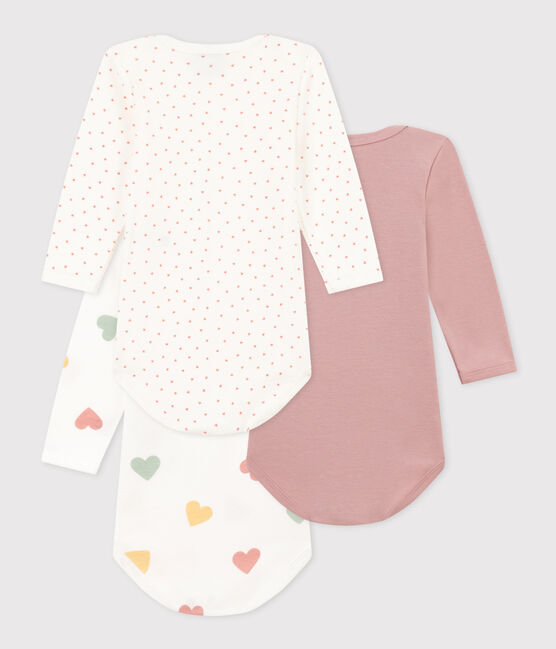 Confezione da 3 body bebè a maniche lunghe in cotone a cuori variante 1