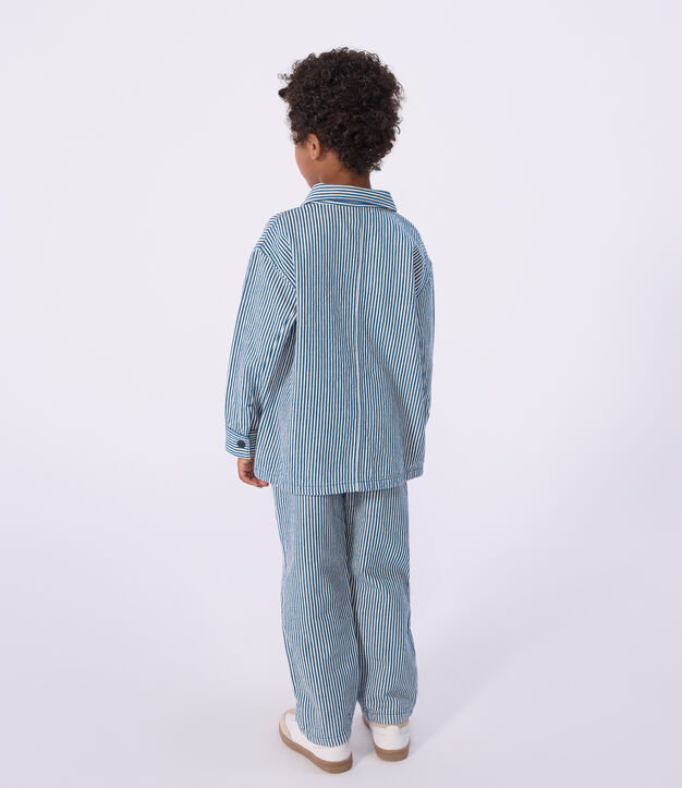 Giacca in cotone a righe bambino blu/bianco