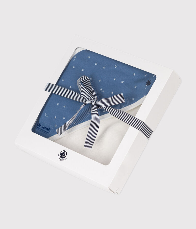 Asciugamano da bagno quadrato in cotone blu/bianco