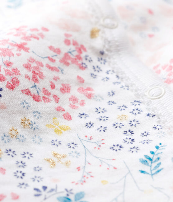 Tutina senza piedi bebé in ovatta di cotone bianco MARSHMALLOW/rosa MINOIS/ MULTICO CN