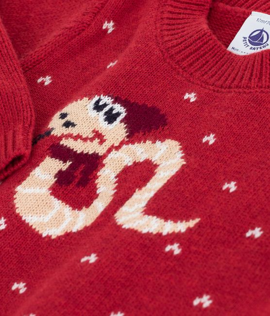 Pullover in maglia di lana e cotone neonato rosso CORRIDA