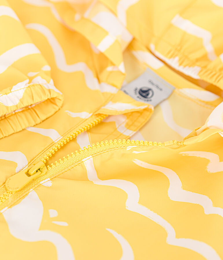 Giacca a vento anti-UV in poliestere con stampa squali neonato giallo/bianco
