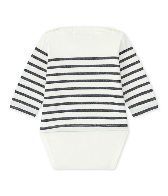 Questo Body marinière a maniche lunghe per bebé femmina bianco MARSHMALLOW/blu SMOKING